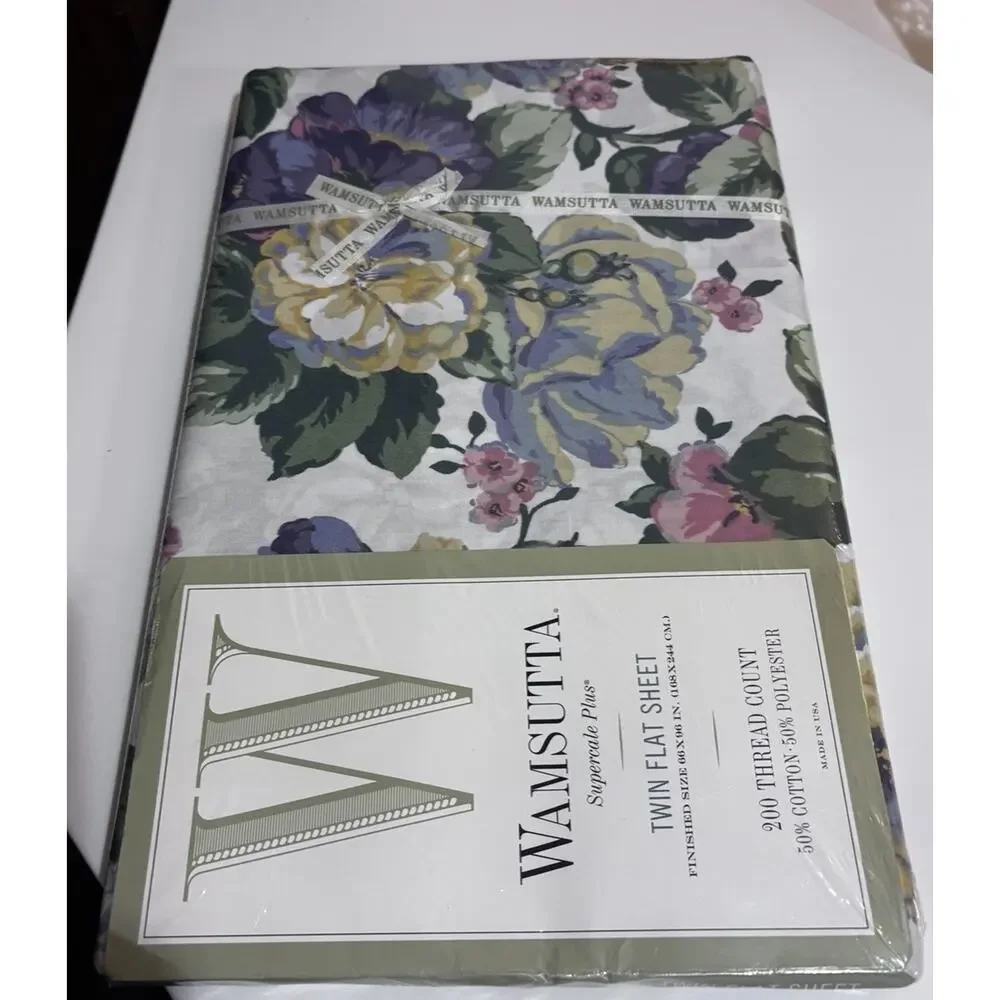 VTG WAMSUTTA Supercale Plus Clarissa Twin Flat Sheet Cottage Floral 86583